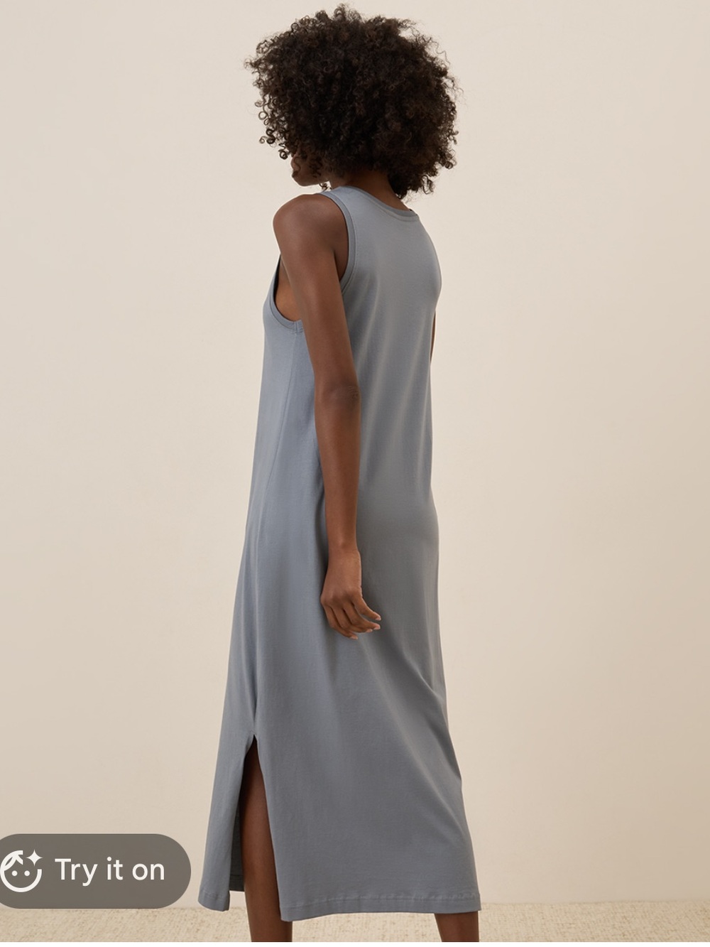 PACT Softspun Tank MIDI Dress Smoke Blue Small